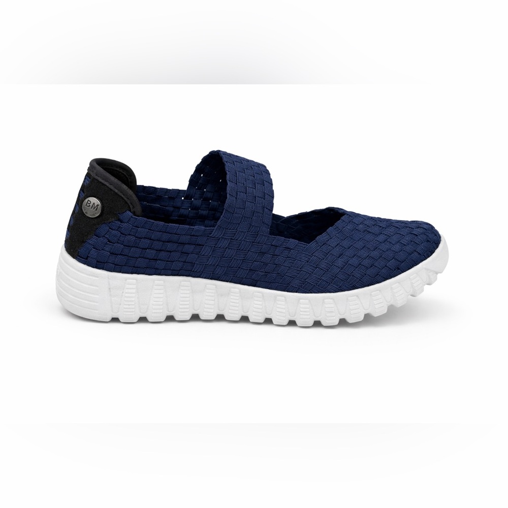 Bernie Mev Zip Charm Navy Woven Platform Comfort Shoe NIB